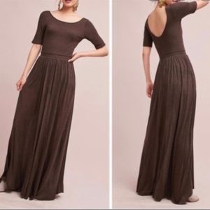 Anthropologie Bordeaux Scoop Back Short Sleeve Maxi Dress Women’s Size M